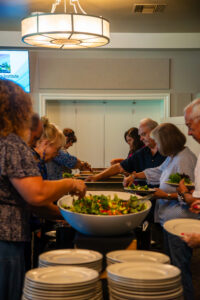 People at a buffet line